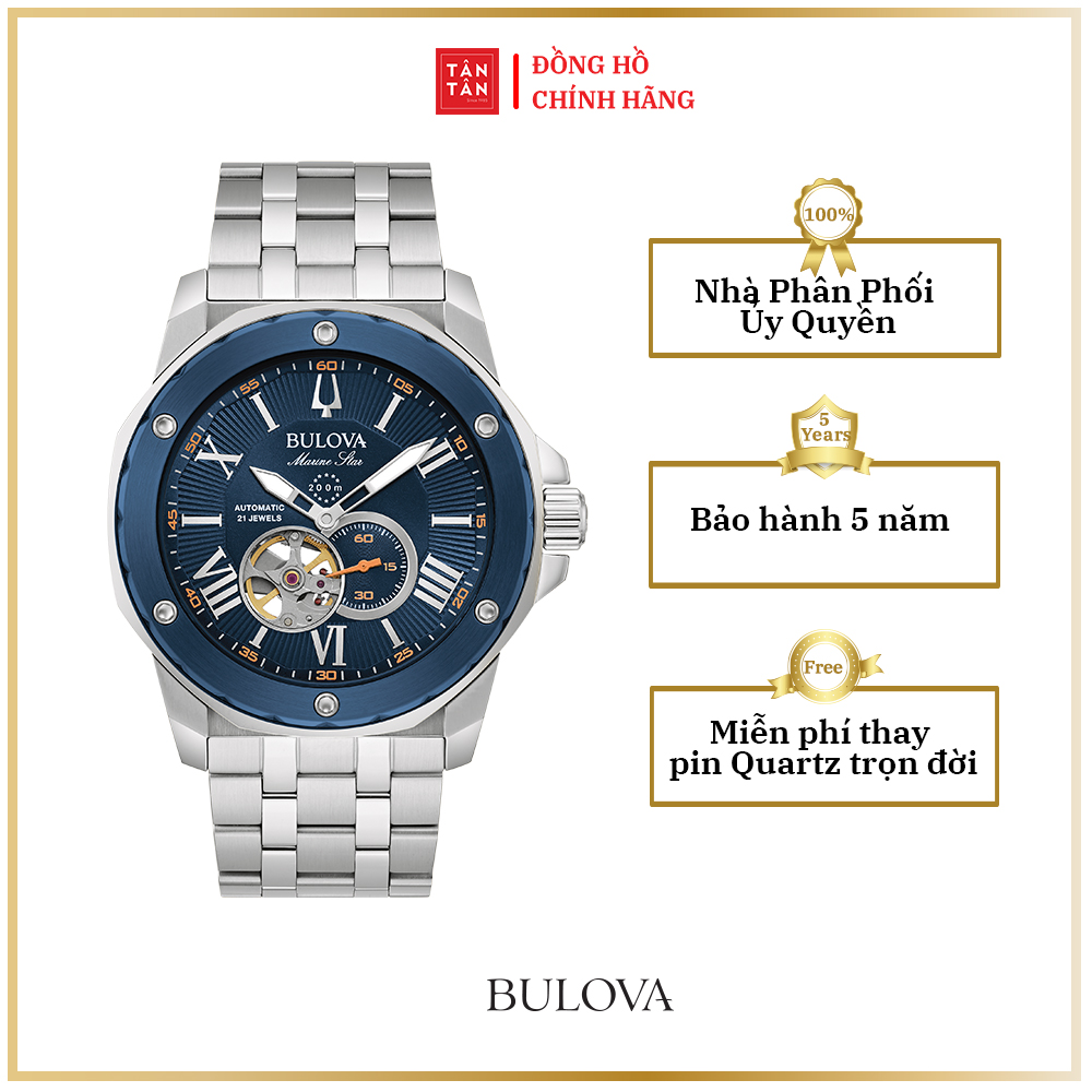 Đồng Hồ Thời Trang Nam Bulova Marine Star Automatic 98A302 44mm