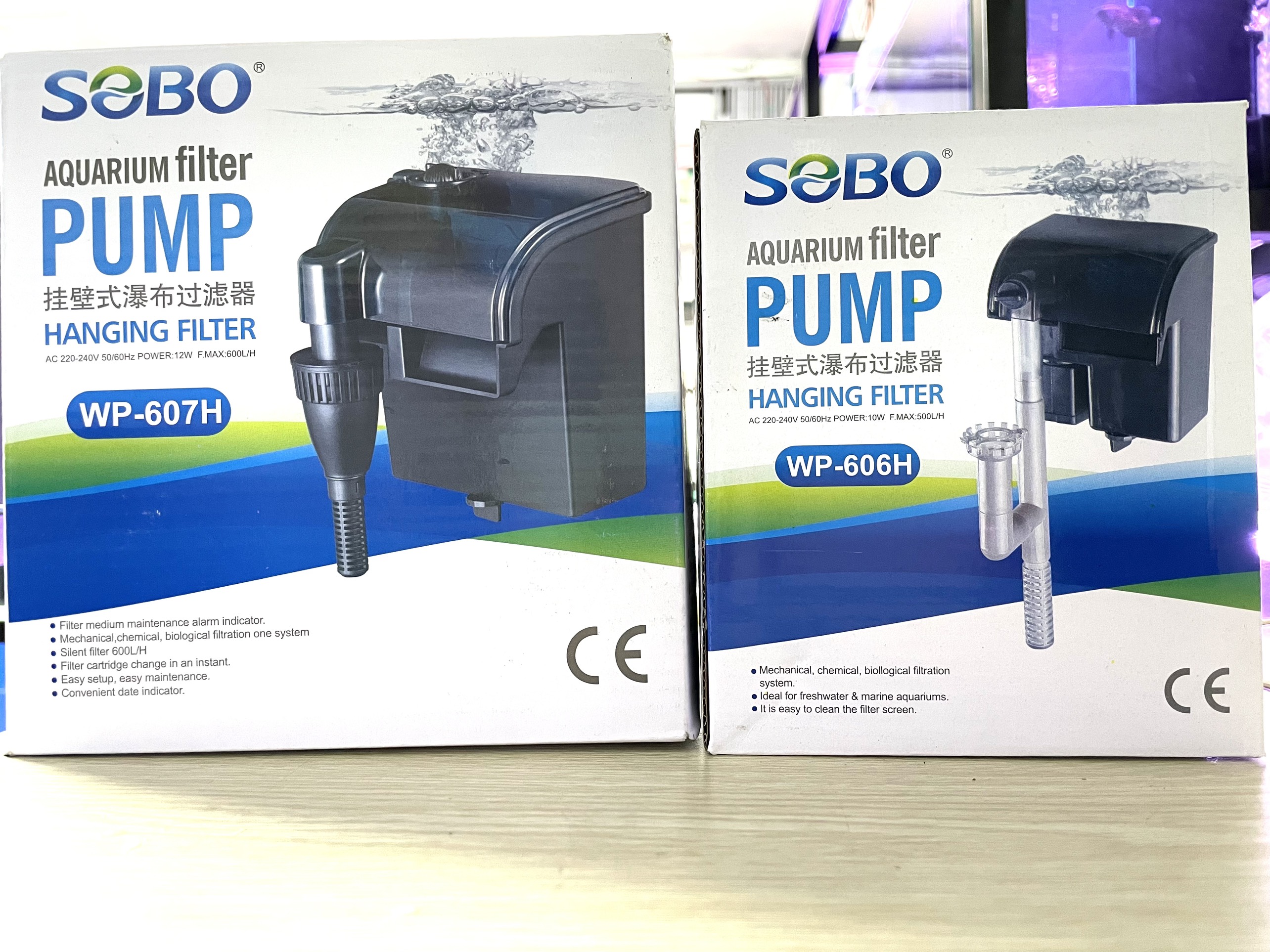 Máy lọc thác nước bể cá SOBO WP 607H 12W, 600L/H thích hợp cho hồ từ 40-60cm