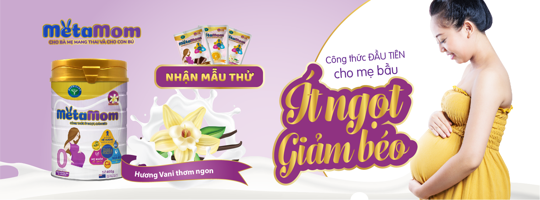 Sữa bột Nutricare MetaMom ít ngọt hỗ trợ giảm béo chăm sóc toàn diện cho mẹ bầu & cho con bú
