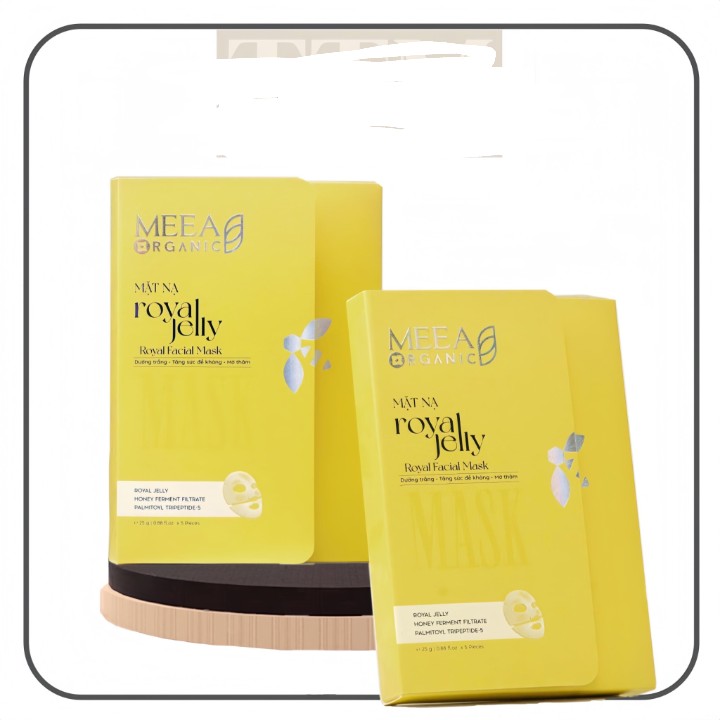 Mặt Nạ Thạch Collagen Meea Organic Màu Vàng Royal Jelly Mask Hộp 5 Miếng