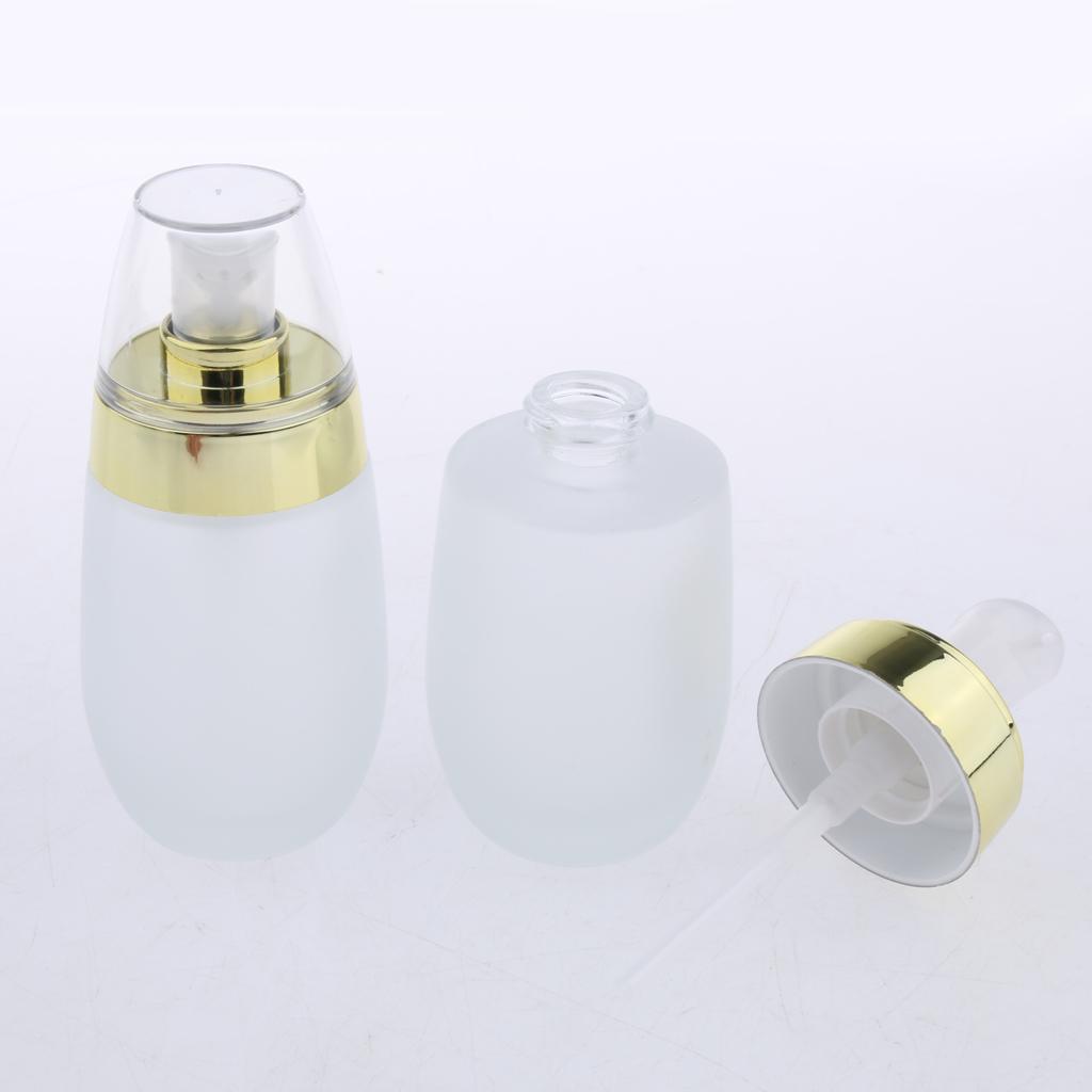 2pcs Frosting Glass Refillable Empty Pump Lotion Body Wash Hand Wash Liquid Spray Bottle Makeup Container Vials