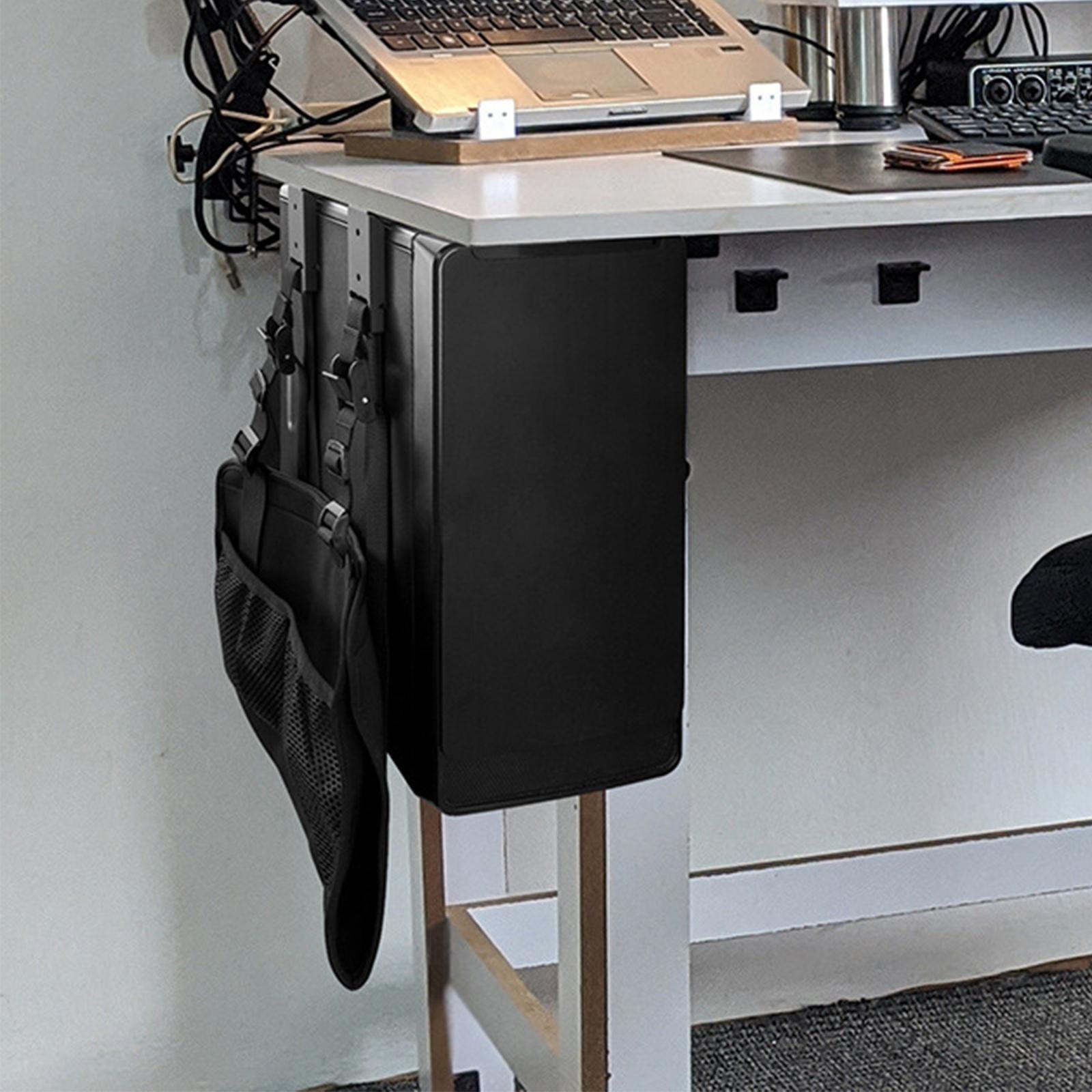 Universal under Desk Computer Mount, Wall Mount Hanging Rack/ Computer Mainframe Hanger with Storage Bag, Adjustable, CPU Stand Computer case Holder