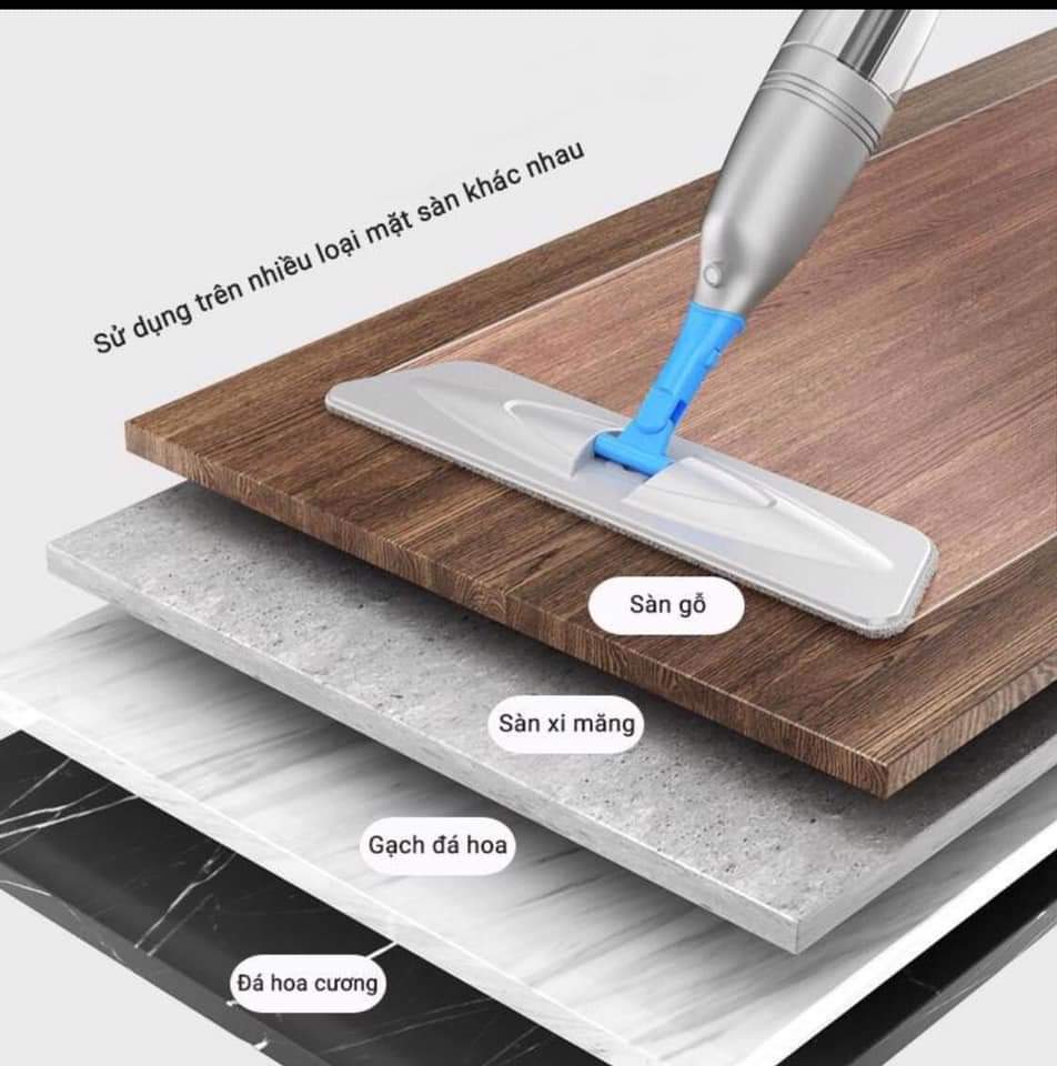 Cây Lau Nhà Phun Sương, Chổi Lau Nhà 360° Lau Sạch Khô Nhanh Aurora Spay Mop - Bản Lau To Giúp Lau Sạch Nhanh Chóng, Khớp Xoay Linh Hoạt Hàng Chính Hãng