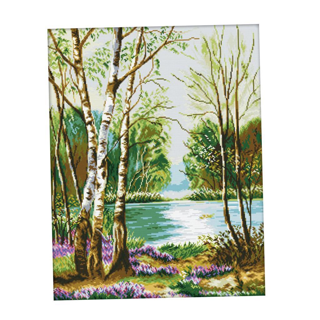 Stamped Cross Stitch Kits 11CT Aida Cloth Embroidery Kits - Forest & Lake