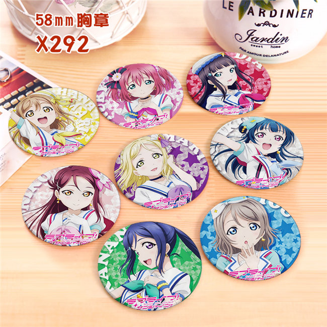 Set 8 huy hiệu hình nhân vật Lovelive Sunshine anime Pin