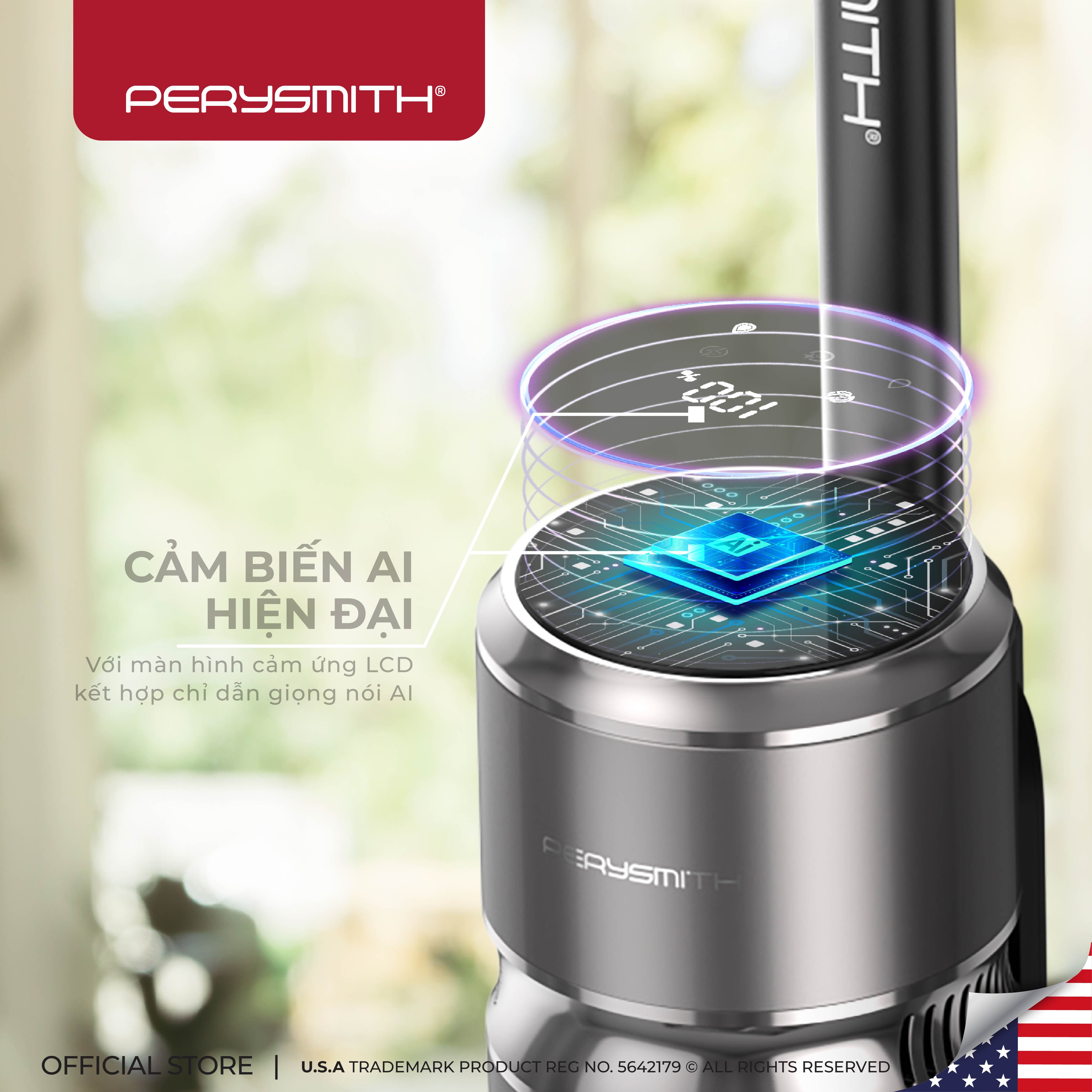 Máy hút bụi lau nhà khô và ướt không dây PerySmith Ai Series Ai9 / Ai9 Pro, công nghệ AI thông minh, lực hút 12000Pa, hàng chính hãng