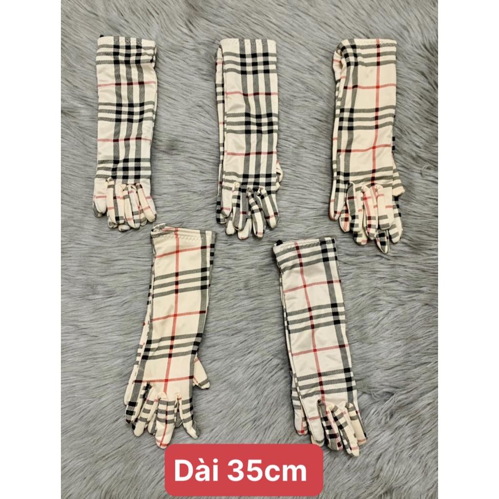 Combo 5 đôi Găng tay dài 35cm có 2 mẫu bông và sọc co giãn vải thun thoáng mát , ảnh thật , bảo đảm giao đúng hàng