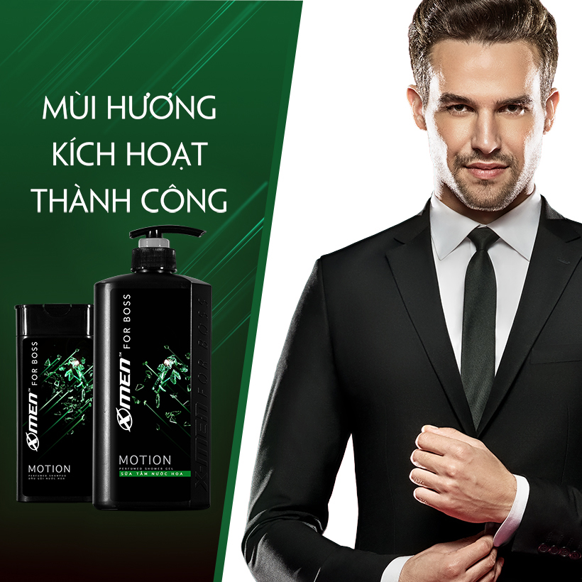 Combo Sữa tắm nước hoa X-Men for Boss Motion 650g + Dầu gội nước hoa X-Men for Boss Motion 180g