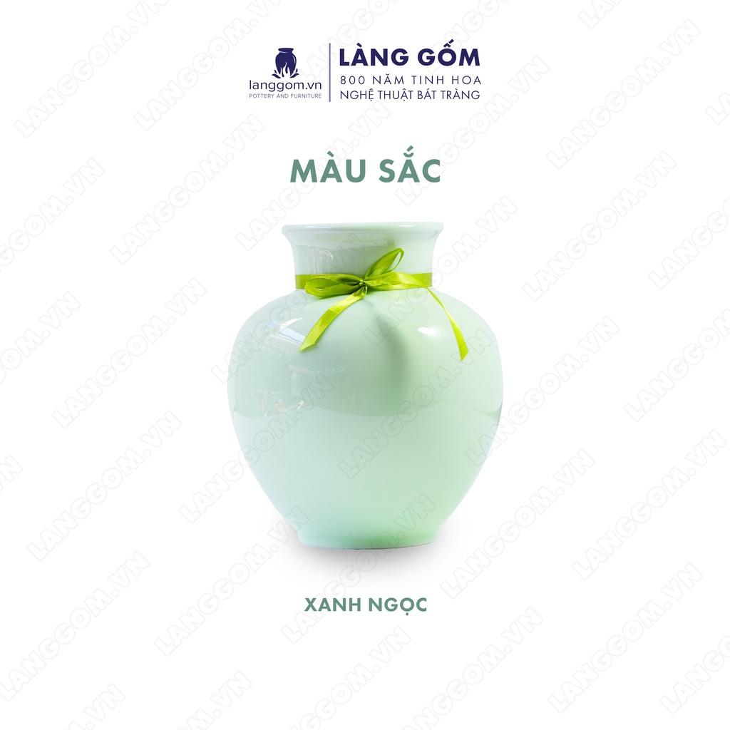 Bình hoa, lọ hoa Gốm sứ Bát Tràng cao cấp Men ngọc vô trên dùng làm quà tặng, trang trí - Làng Gốm Bát Tràng