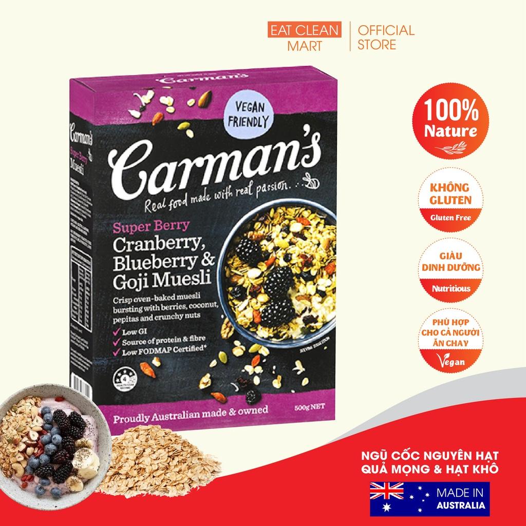 Ngũ Cốc Nguyên Hạt Nam Việt Quất, Việt Quất &amp; Kỷ Tử Carman's - Super Berry Muesli Hộp 500g