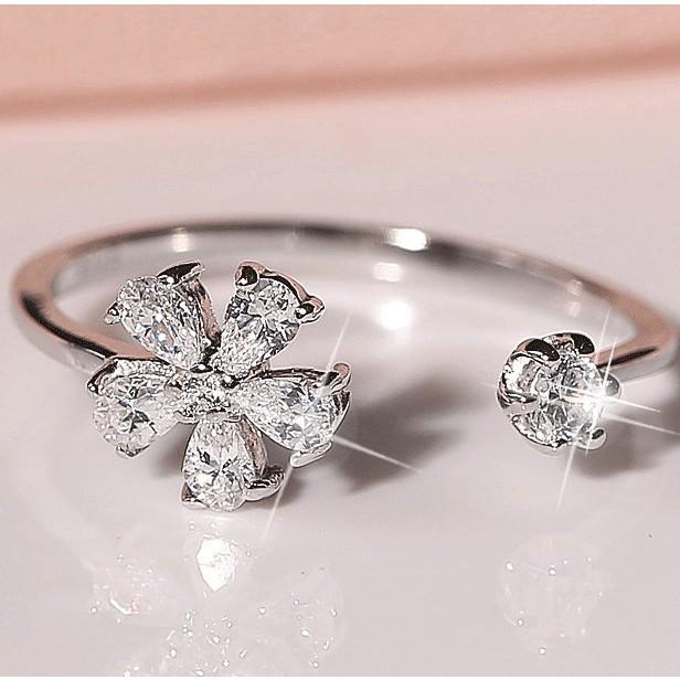 Nhẫn Nữ Bạc Ý 925 Mạ Bạch Kim Cao Cấp Hình Hoa Mai Siêu Xinh Dành Cho Bạn Gái - NT Silver
