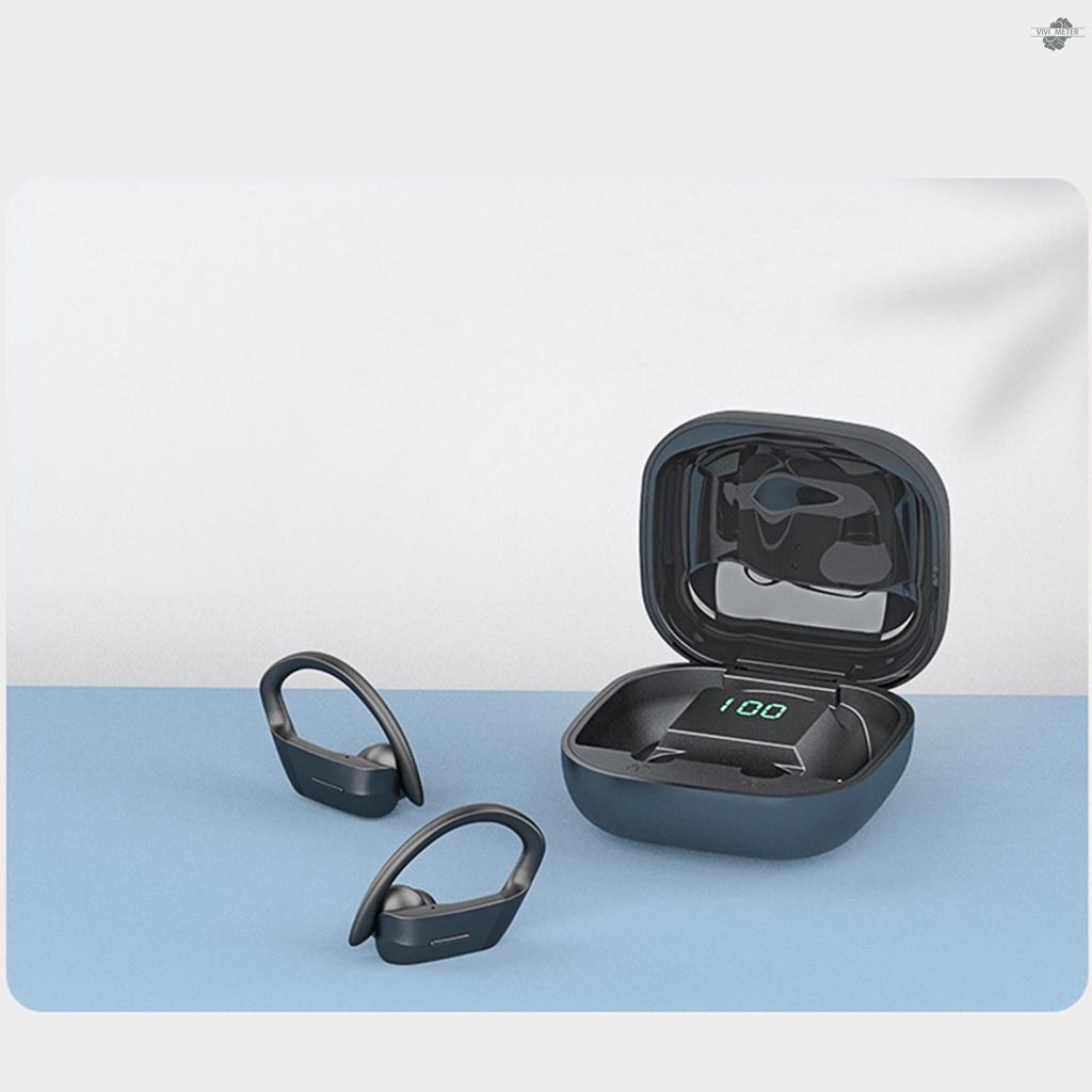 Wireless Headset Bluetooth 5.0 300mAh Sport Ear Hook Earphones with Mic Digital Display Music Earbuds for Phones