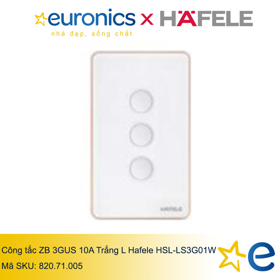 CÔNG TẮC ZB 3GUS 10A TRẮNG L HAFELE HSL-LS3G01W/820.71.005 - HÀNG CHÍNH HÃNG