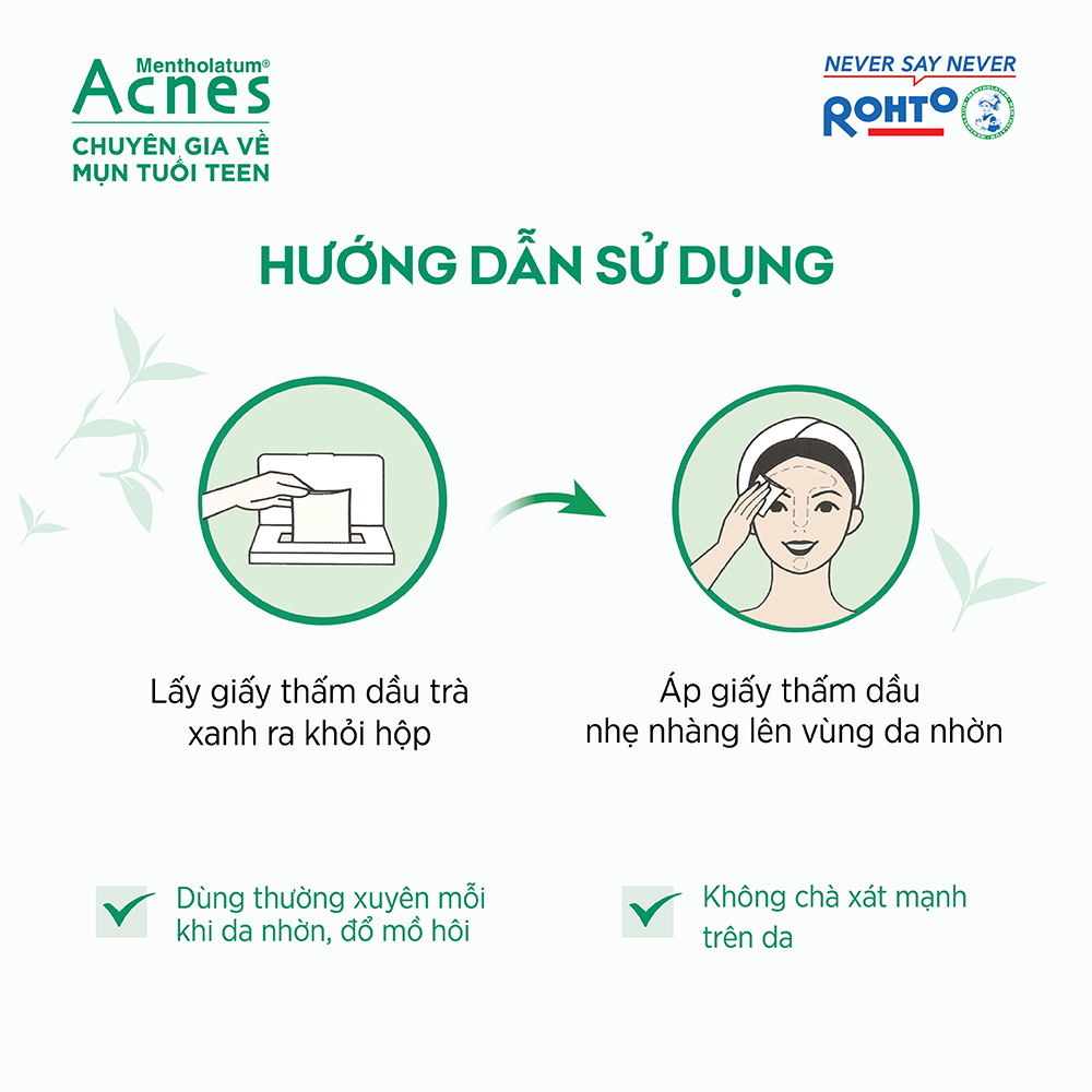 Giấy thấm dầu trà xanh Acnes Green Tea Oil Remover Paper (100 tờ)