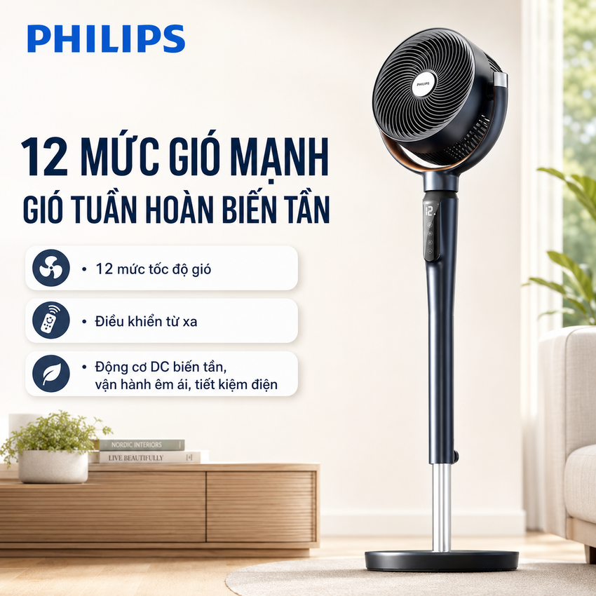 Quạt tuần hoàn không khí Serial 3000, động cơ biến tần chuyên nghiệp. Thương hiệu Hà Lan cao cấp Philips - ACR3246CFV. HÀNG CHÍNH HÃNG