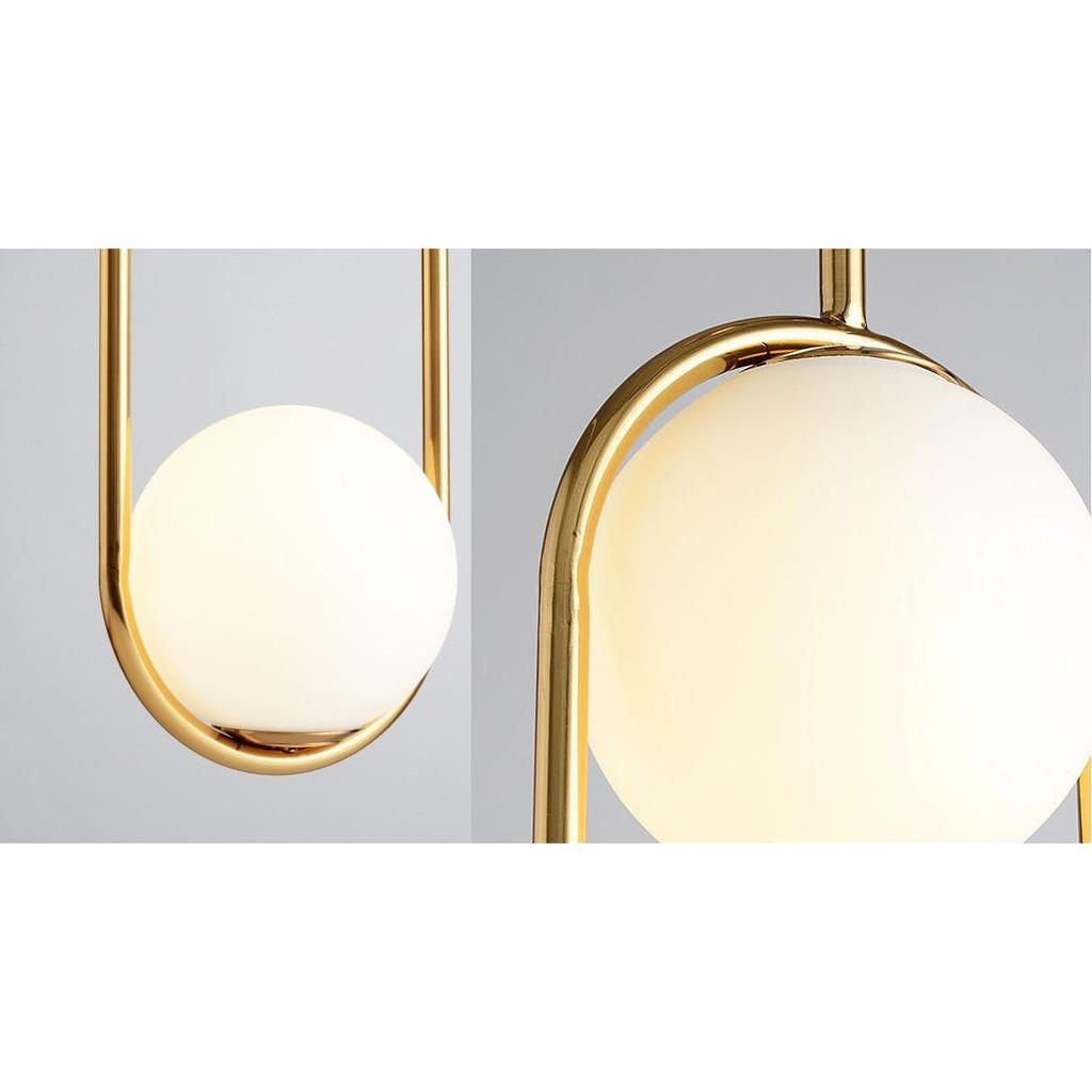 Combo đèn thả ZATEM chao thủy tinh địa cầu, khung mạ vàng hình Elip 2 đầu độc đáo - kèm bóng LED chuyên dụng .
