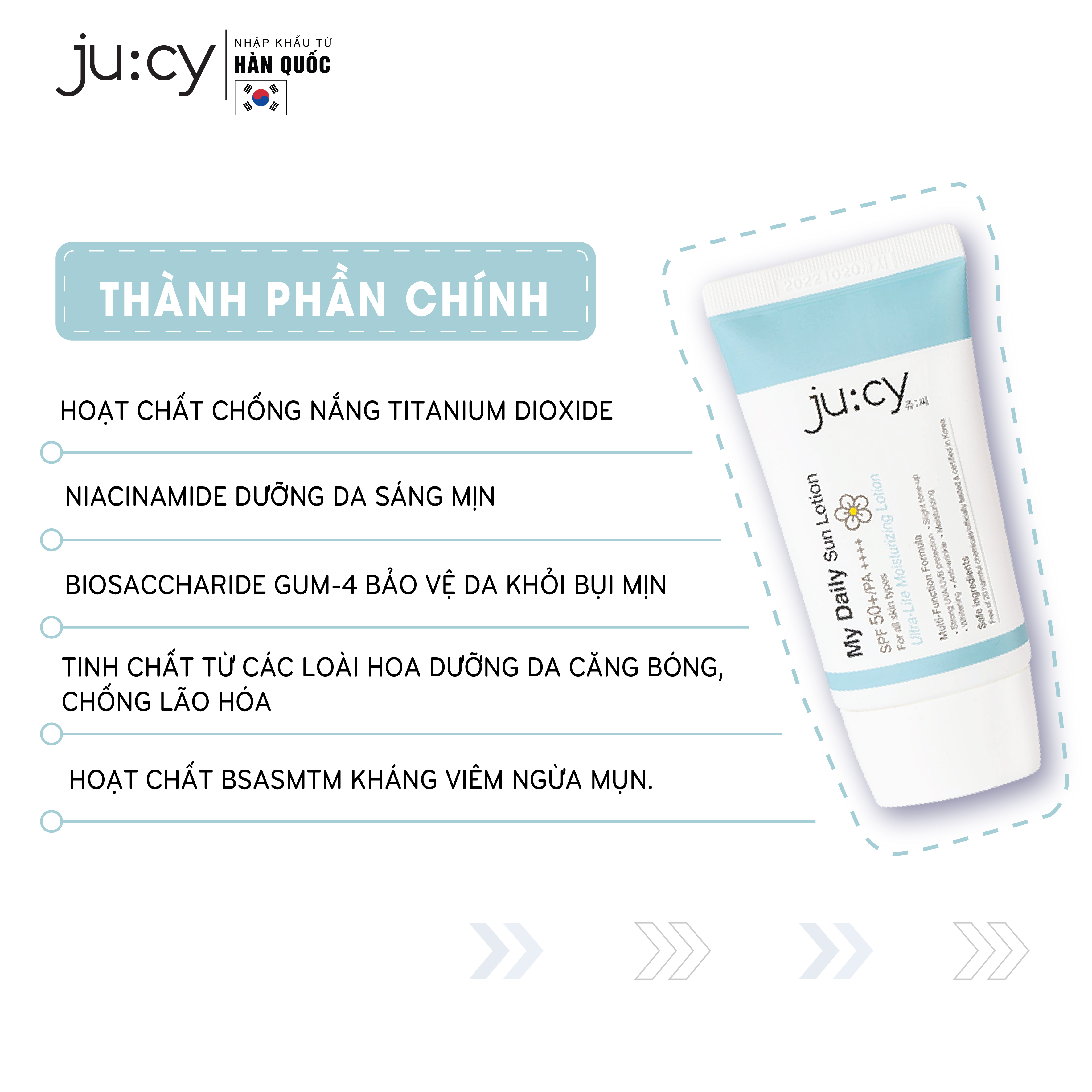 COMBO 02 kem chống nắng dưỡng trắng Hàn Quốc Ju:cy My Daily Sun Lotion 45ml