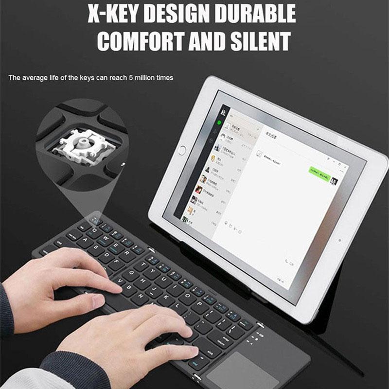 Loa Di Động Không Dây Gấp Bàn Phím Nga Tây Ban Nha Tiếng Ả Rập B033 Mini Bàn Di Chuột Kiêm Bàn Phím Dành Cho IOS Android Windows Ipad Máy Tính Bảng