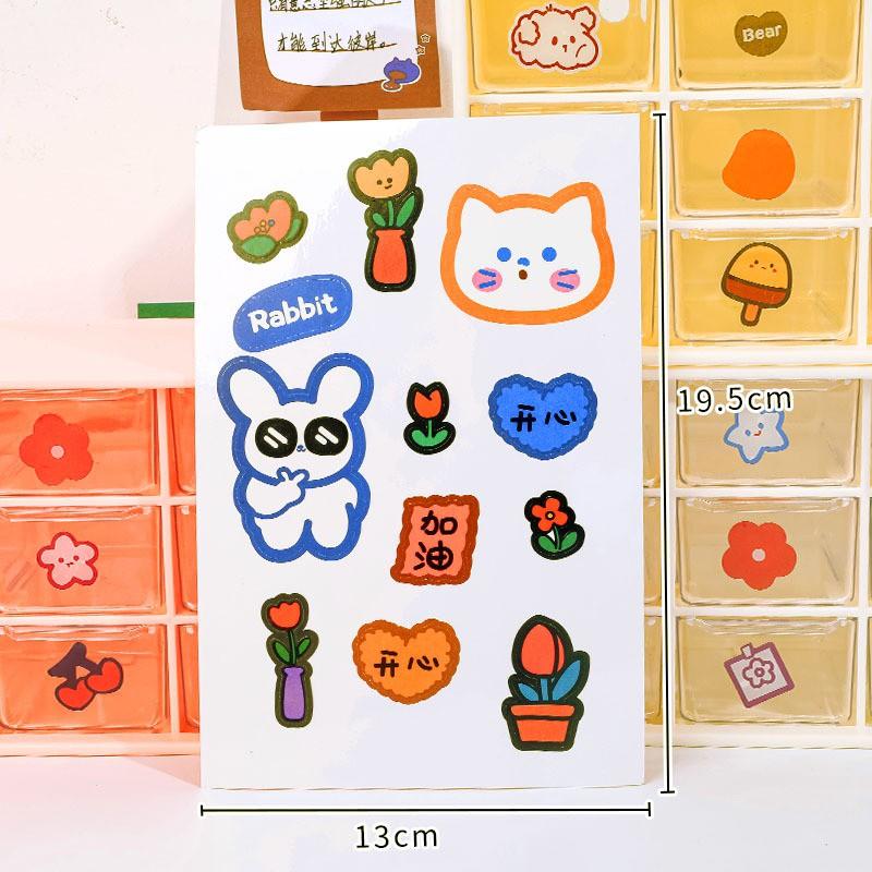 Sticker Hoạt Hình Trang Trí, Decor Dán Sổ, Ghi Chú Cute Văn Phòng Phẩm Kiểu Hàn