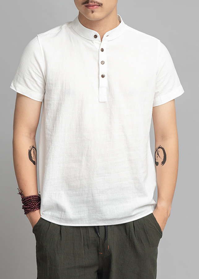 Áo Đũi Nam Cộc Tay Cổ Trụ