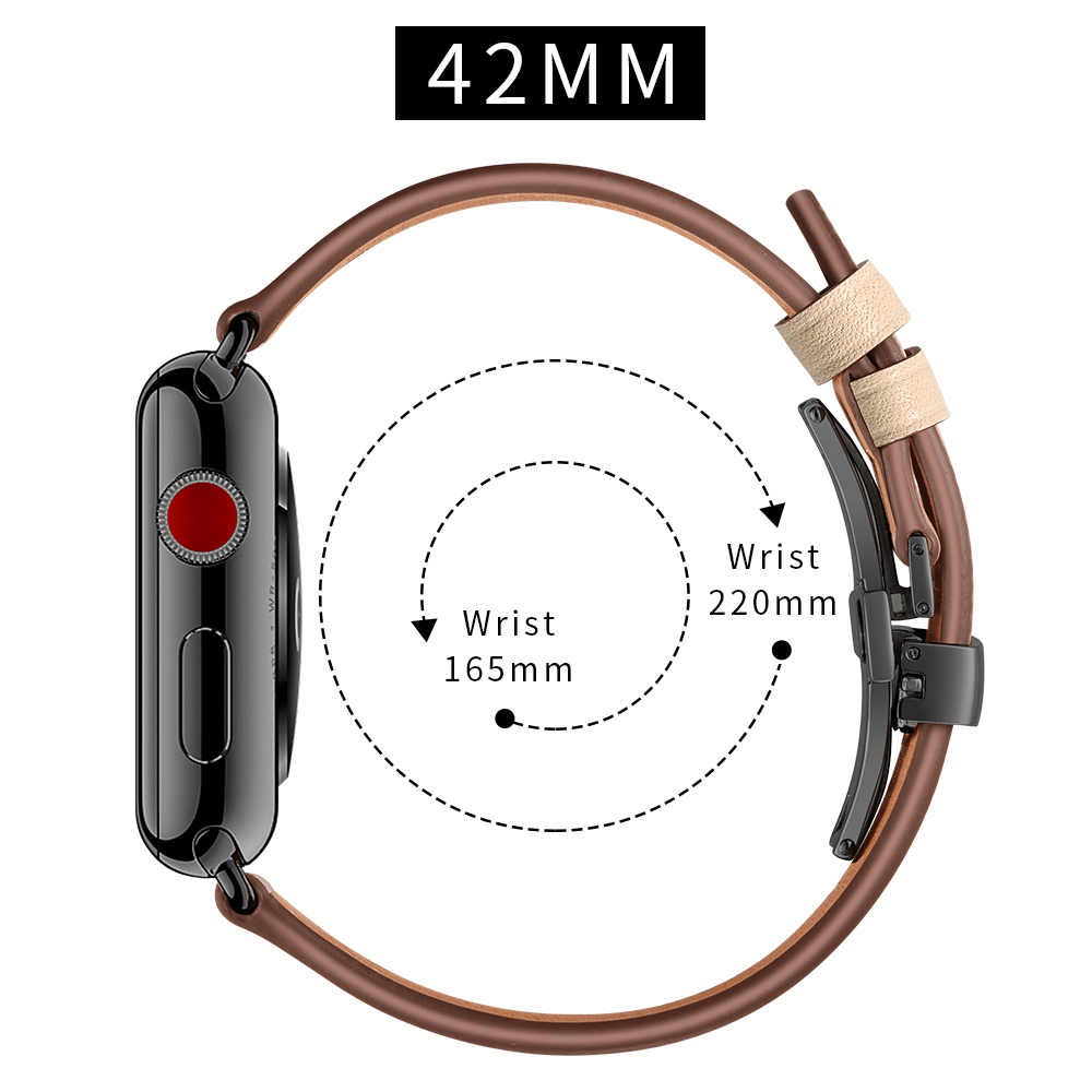 Dây Da Khóa Bướm Chống Gãy Dành Cho Apple Watch 42/44mm