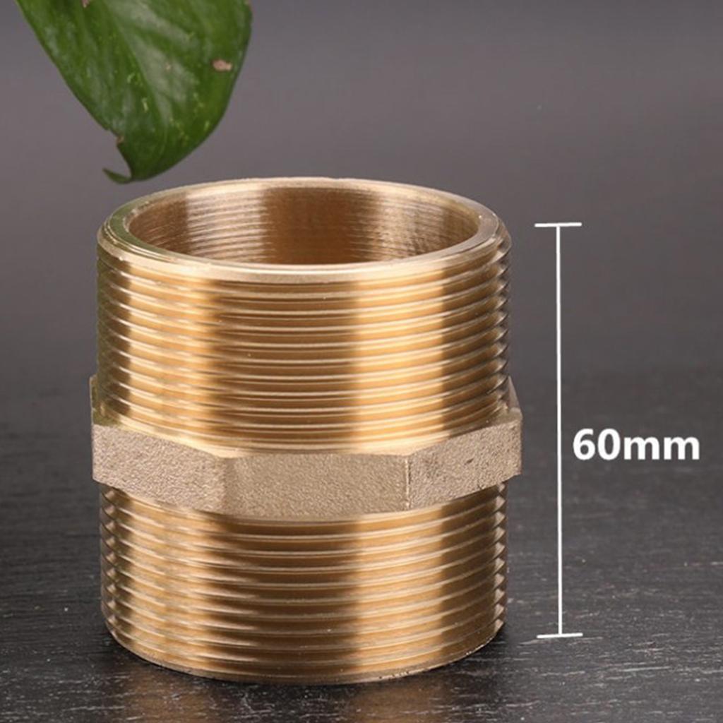 Brass Pipe Hex Nipple Fitting Adapter Male Thread Water Oil Connector DN50