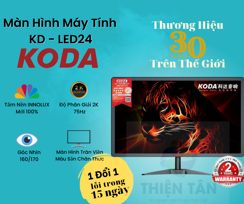 Màn hình máy tính KODA - KD-LED24 inch - Độ Phân Giải 2K - Góc Nhìn Rộng - kết nối VGA / HDMI - Hàng Chính Hãng