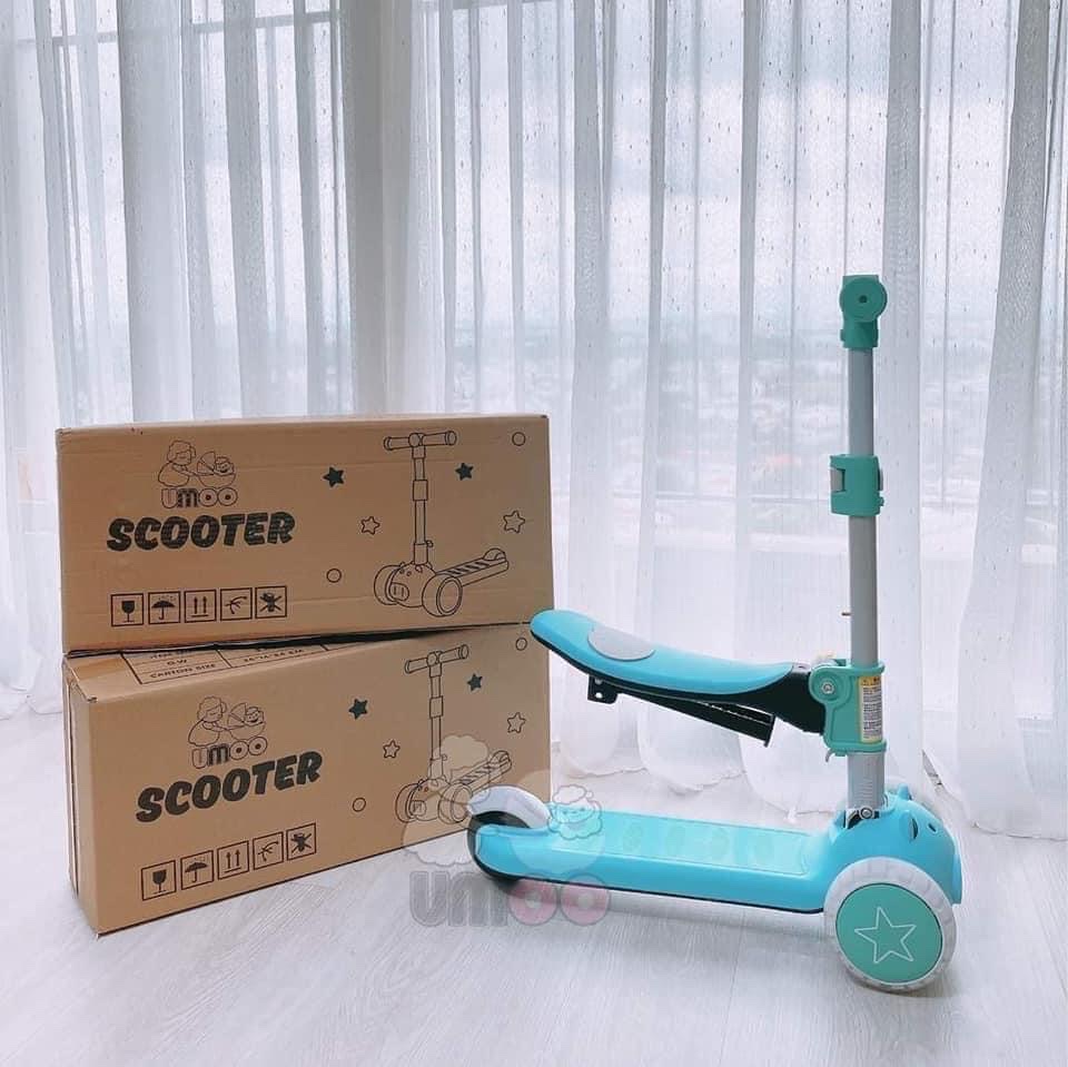 Xe trượt chòi chân Scooter Umoo cho bé 1-5 tuổi nâng hạ độ cao, bánh xe có đèn phát sáng