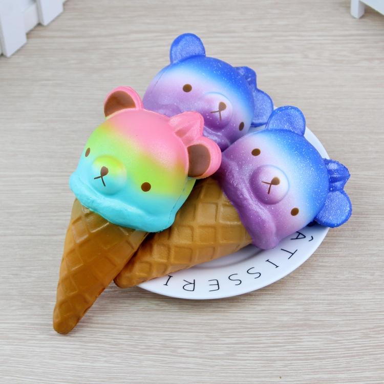 Squishy Lớn JUMBO Hình kem ốc quế mặt gấu trúc Đồ Chơi Xốp Giảm Stress Hình mềm mịn dễ Thương đàn hồi Cho Bé