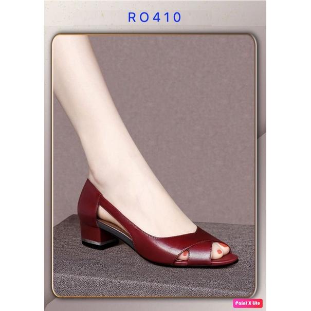 Giày cao gót nữ đẹp đế vuông 3 phân hàng hiệu rosata màu đỏ thời trang ro410