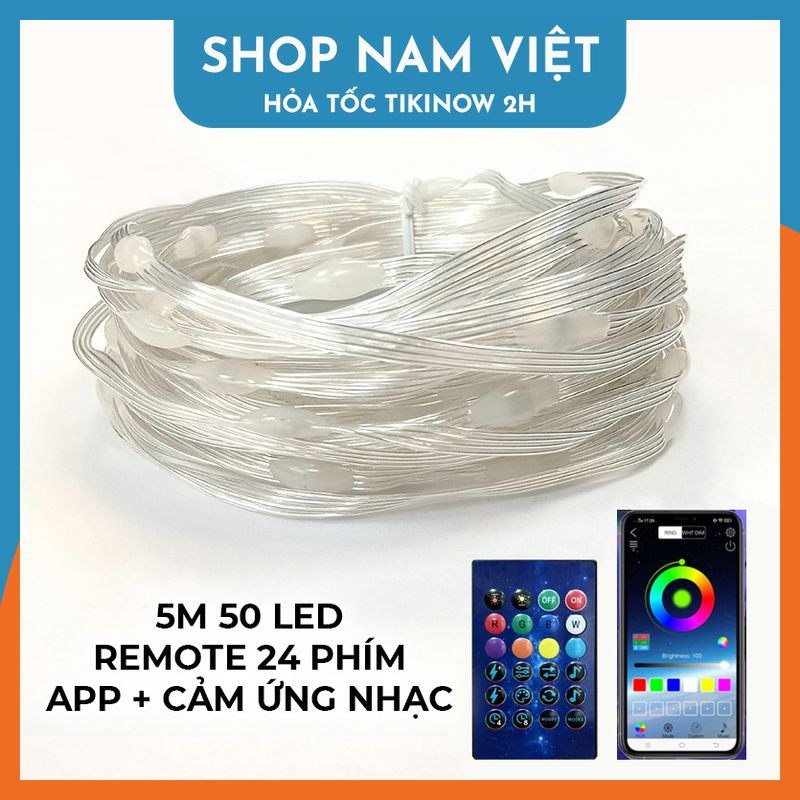 Led Đuổi Hạt Gạo RGB Quấn Cây Trang Trí Ngoài Trời Cảm Nhạc, Điều Khiển APP + Remote