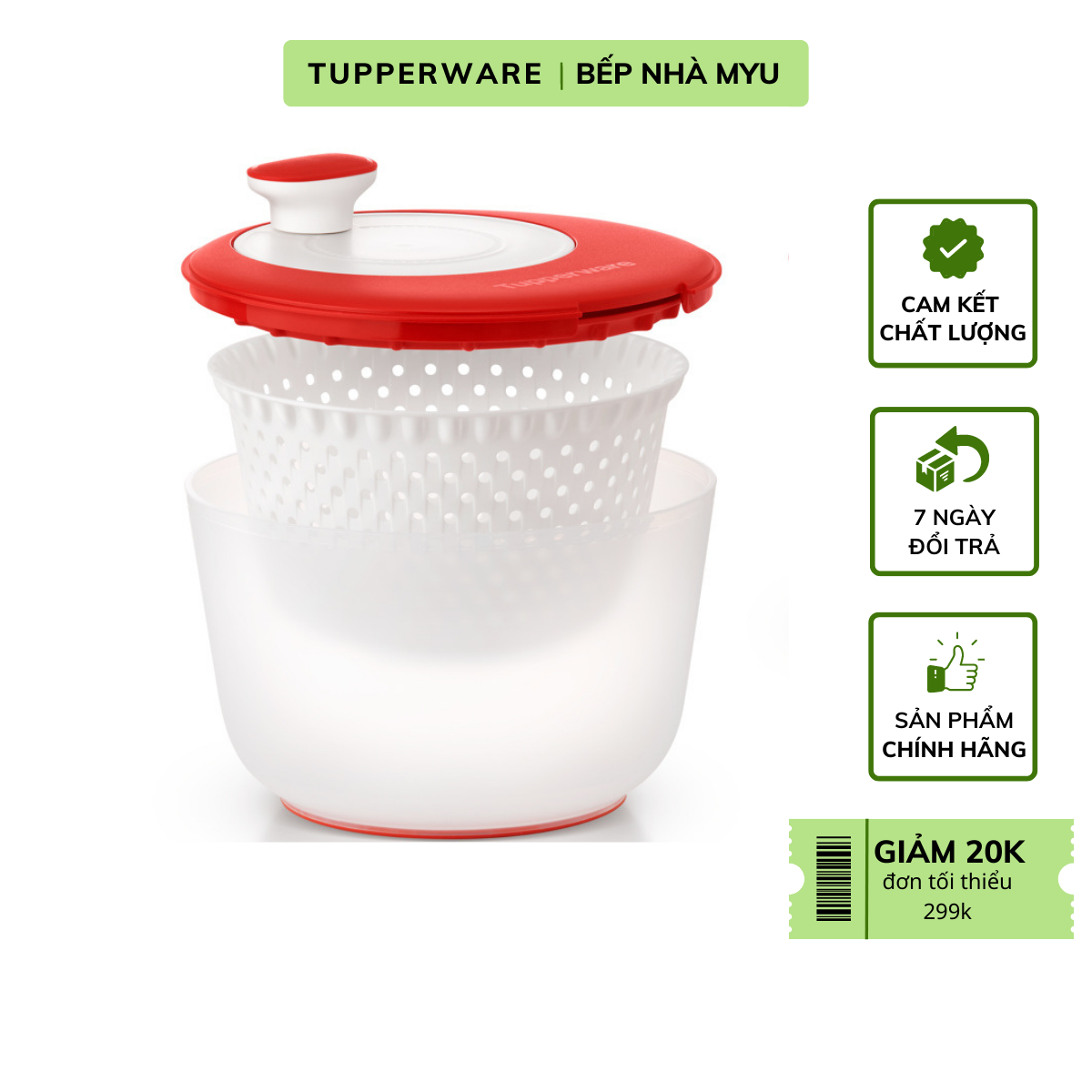 Hình ảnh Dụng Cụ Quay Rau Tupperware Spinning Chef - Hàng Chính Hãng