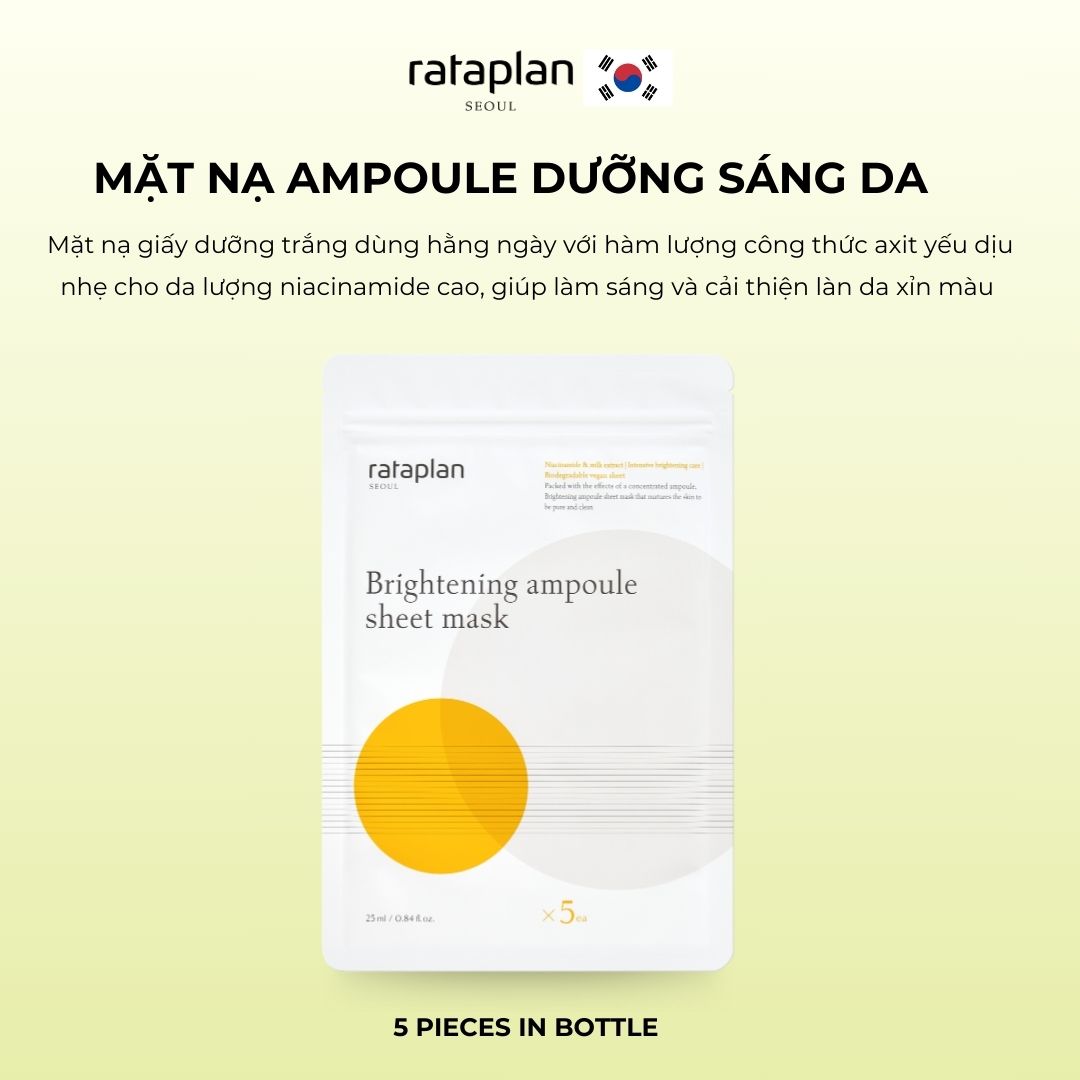 Mặt nạ ampoule RATAPLAN dưỡng da sáng hồng tăng độ đàn hồi, chống lão hóa, giúp da căng bóng, mịn màng