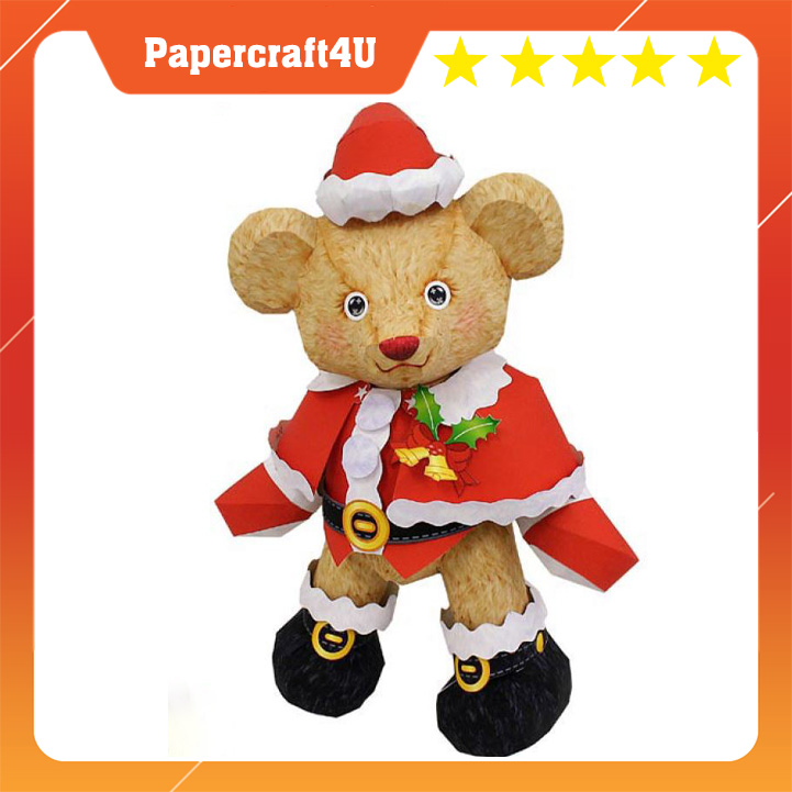 Mô hình giấy Trang trí Giáng Sinh Noel Merry Christmas - Teddy Bear