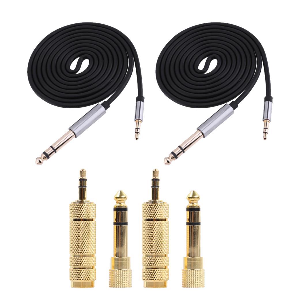 2Pieces 1.5m 3.5mm 1/8" Male To 6.35mm 1/4" Male