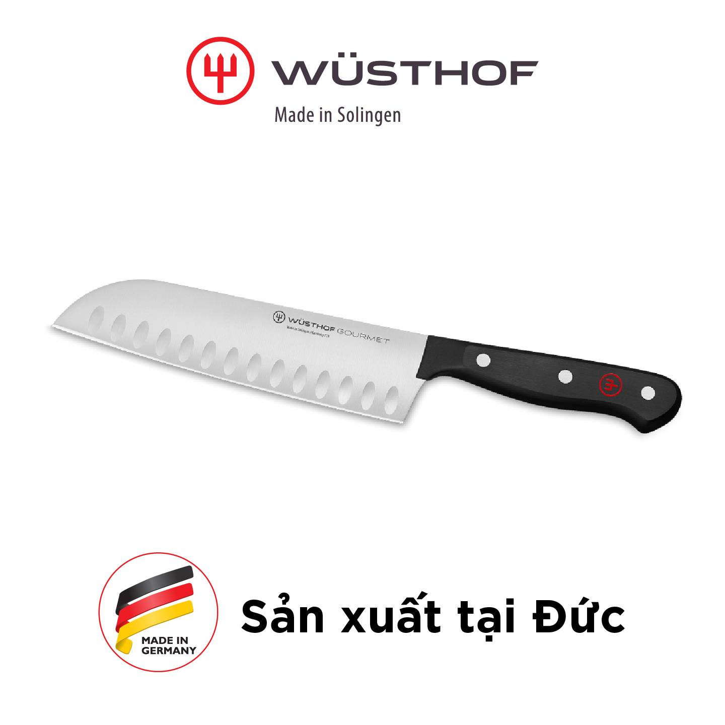 Dao Santoku Wusthof Gourmet 17cm-Hàng chính hãng