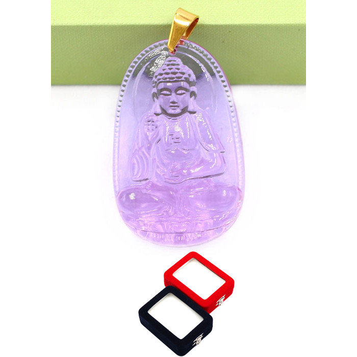 Mặt phật A Di Đà pha lê tím 3.6cm kèm hộp nhung - Phật bản mệnh tuổi Tuất, Hợi - Mặt phật size nhỏ