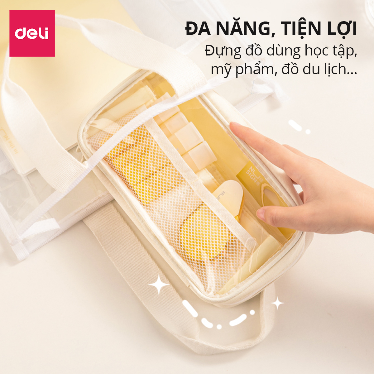 Hộp Bút Túi Đựng Bút To Vải Oxford Chống Nước Pastel Deli - Sức Chứa Lớn Chống Nước Bụi Học Sinh Văn Phòng Đa Năng