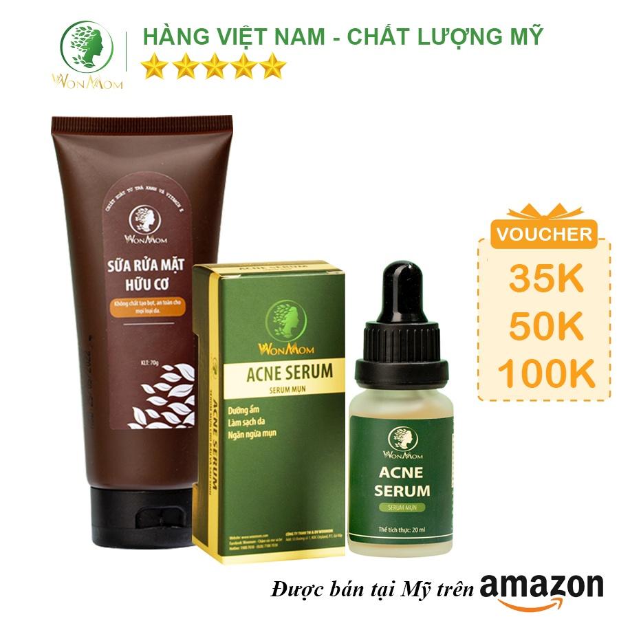 Bộ làm sạch da và tạm biệt mụn Wonmom ( 1 Sữa rửa mặt + 1 Serum mụn )