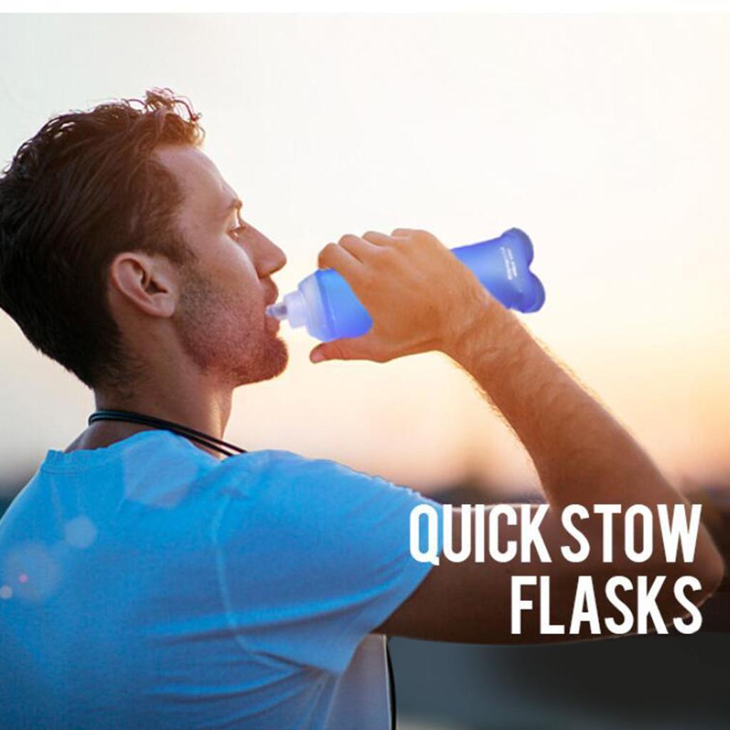 TPU Soft Flask Running Collapsible Water Bottles for Hiking 450ml Blue