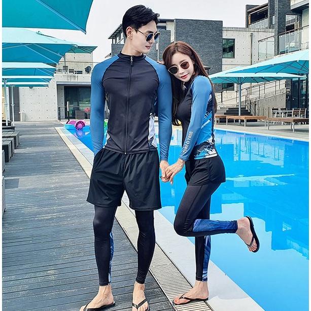 Bộ đồ bơi cặp đôi nam nữ dài chống nắng phong cách trẻ trung