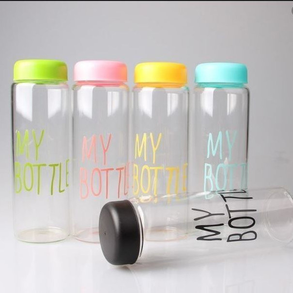 Bình đựng nước thủy tinh my bottle 500ml cute (giao màu ngẫu nhiên)