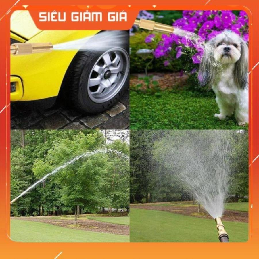 Đầu vòi xịt tăng áp mini bằng đồng có siết vòi đi kèm phun nước rửa xe, tưới cây tăng áp đa năng 206587