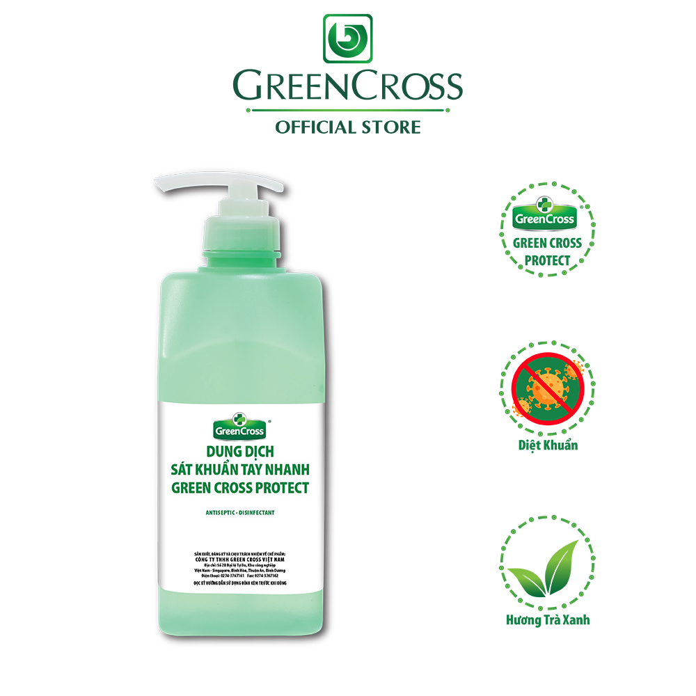 GREEN CROSS PROTECT - Combo 3 can Dung Dịch Sát Khuẩn Tay Nhanh GREEN CROSS PROTECT dung tích 5L/can TẶNG KÈM 4 chai 500ml cùng loại