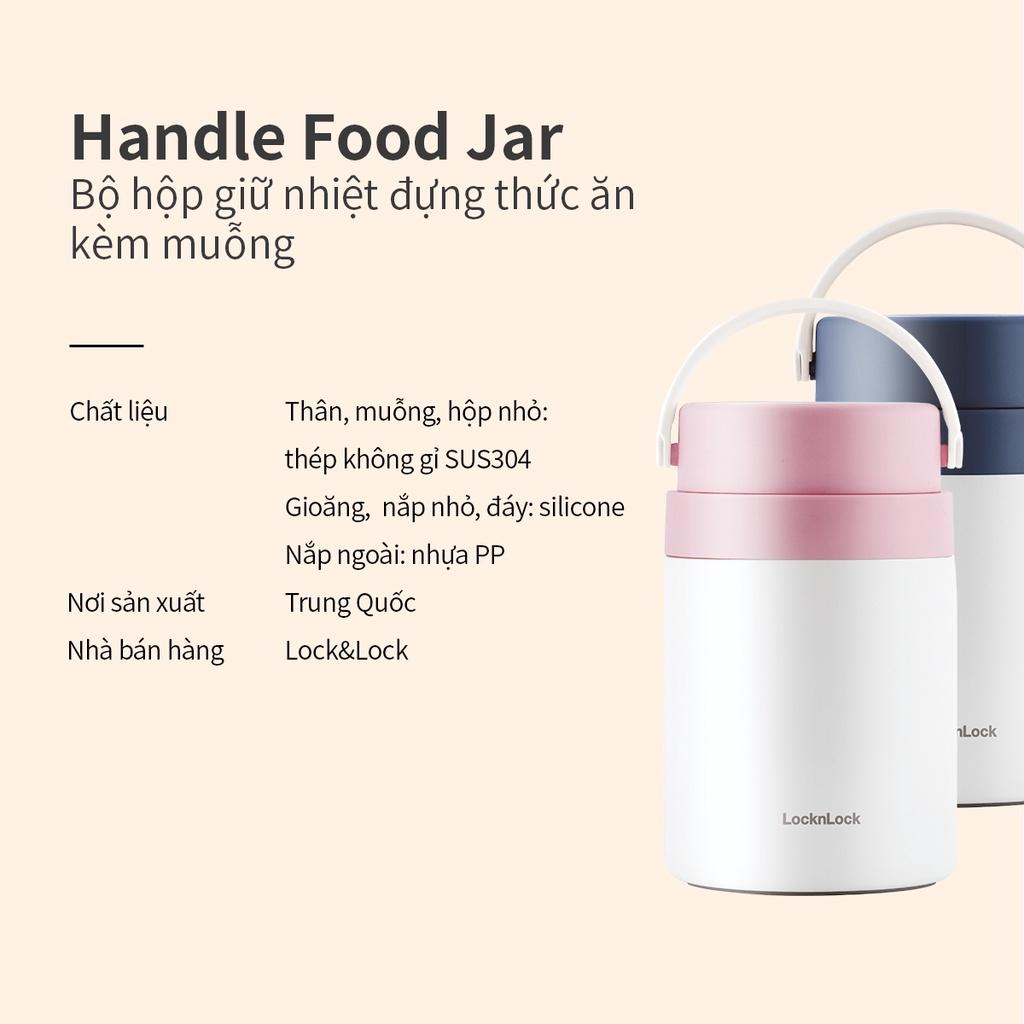 Hộp cơm giữ nhiệt Lock&Lock LHC8042 700ml - Hàng chính hãng, 2 ngăn kèm muỗng inox, có thể ủ cháo cho bé - Hapos