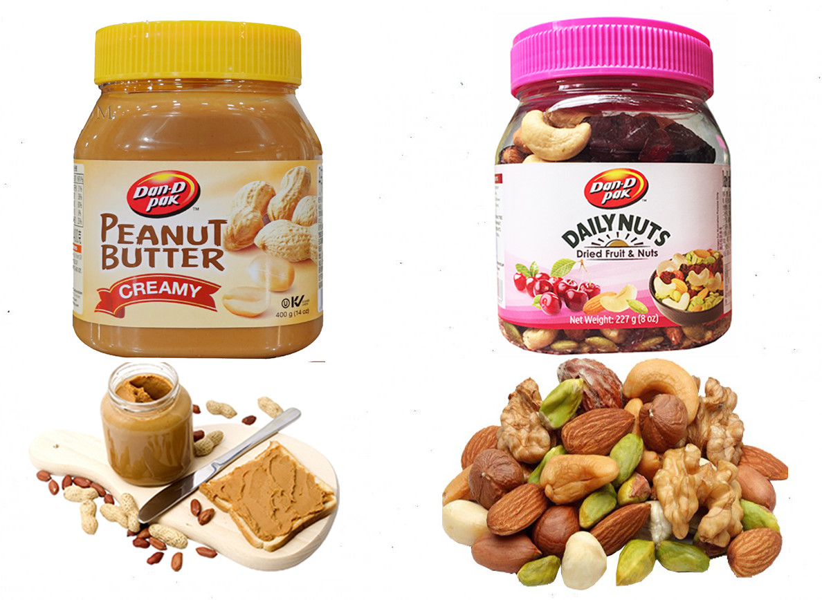COMBO 2 HỘP BƠ ĐẬU PHỘNG VÀ HẠT DINH DƯỠNG+TRÁI CÂY SẤY HỖN HỢP 227G DAN.D.PAK CAO CẤP,KHÔNG CHẤT BẢO QUẢN,HỖ TRỢ ĂN KIÊNG,GIẢM CÂN