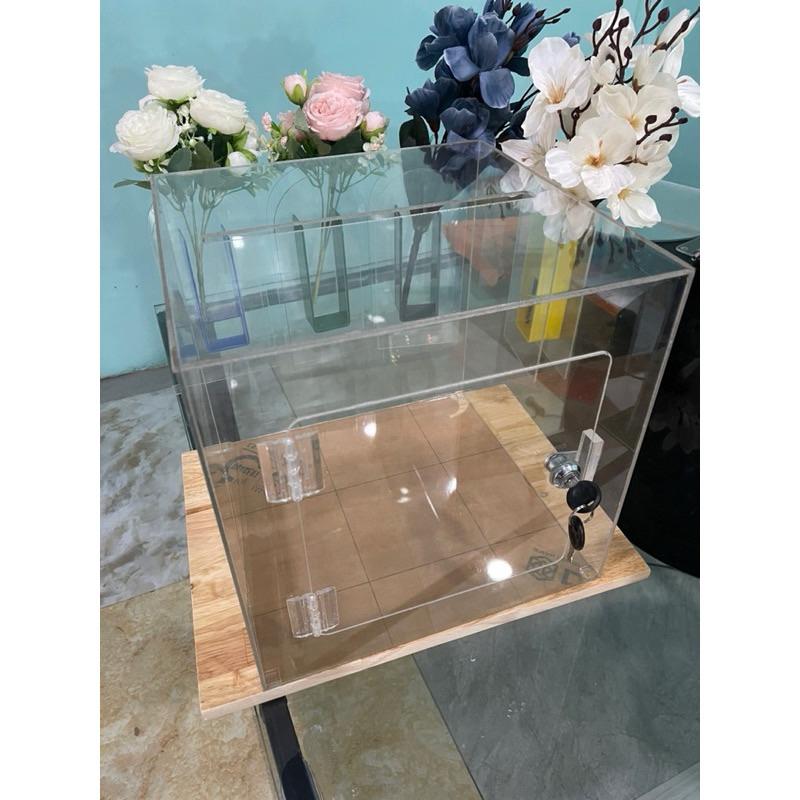 Acrylic Thùng phiếu, hòm thư, thùng bốc thăm, tặng kèm ổ khoá, nhiều kích thước , Acrylic . - Vàng