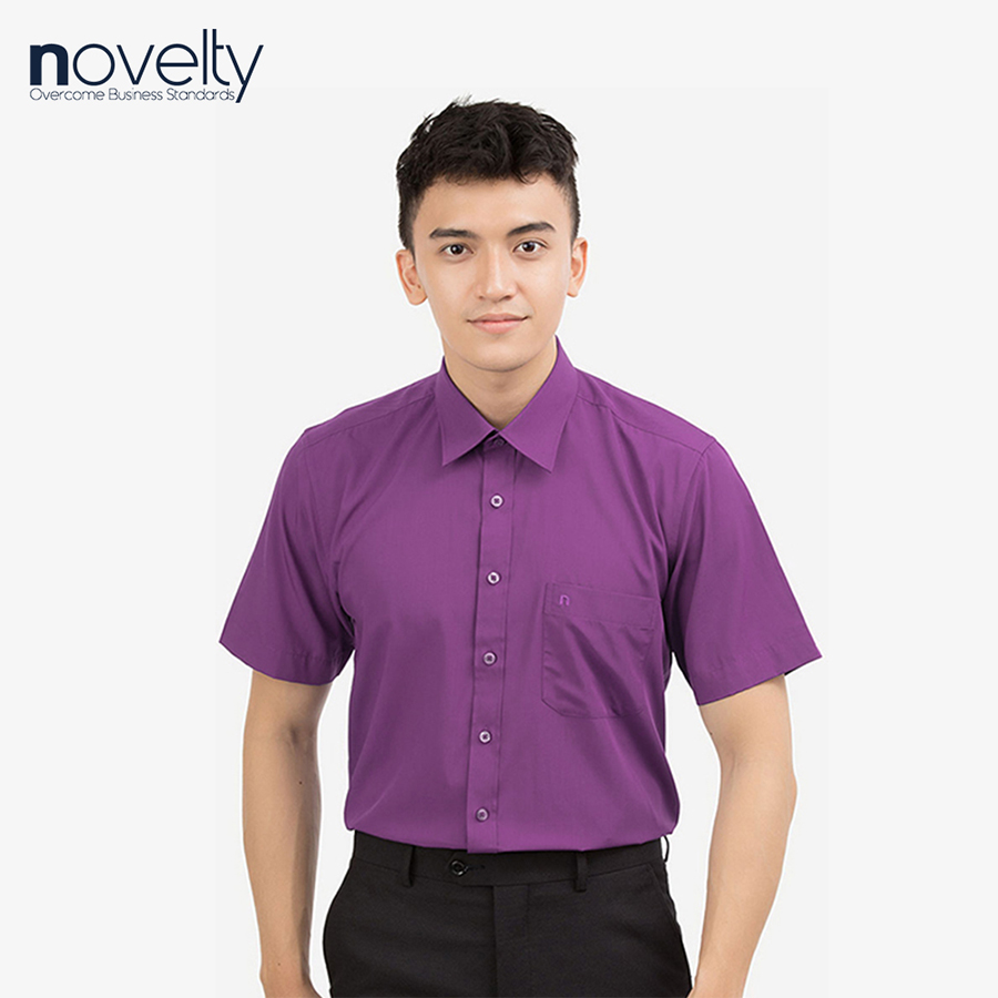 Áo sơ mi nam Slim fit ngắn tay tím đậm 171434N