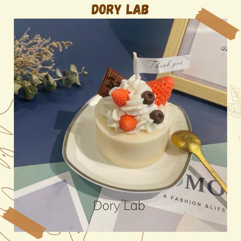 Nến Thơm Bánh Kem Phủ Kem Mix Topping Không Khói, Quà Tặng Sinh Nhật - Dory Lab