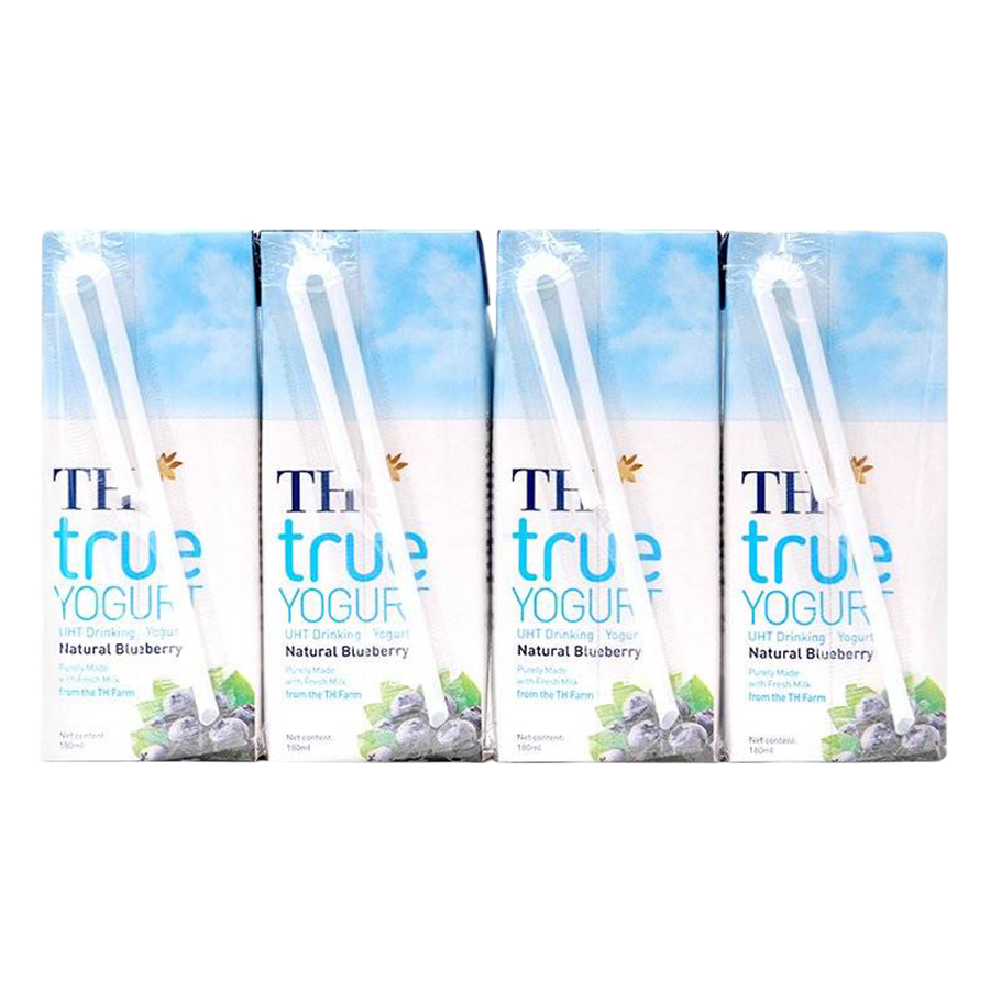 Thùng Sữa Chua Uống Tiệt Trùng Hương Việt Quất Tự Nhiên TH True Yogurt (180ml x 48 Hộp)